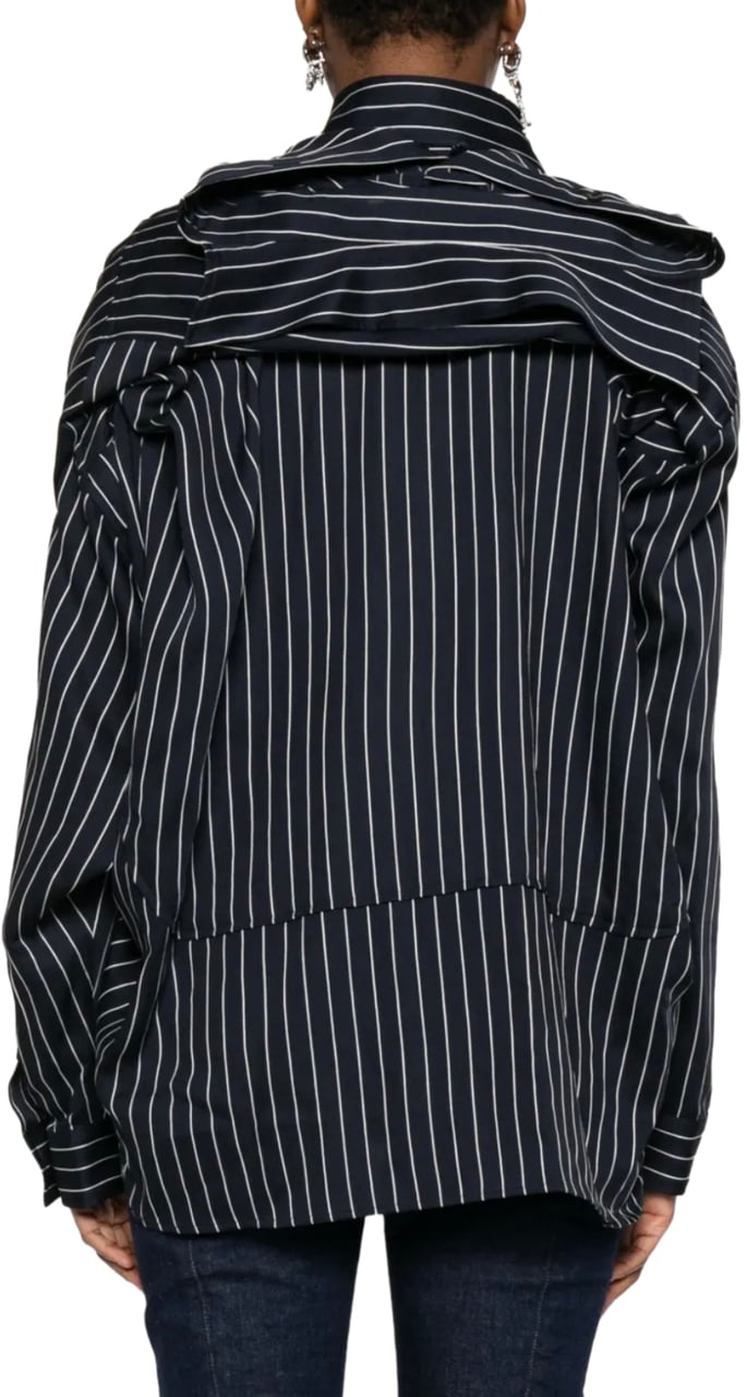 Maison Mihara Yasuhiro Shawl Layered Shirt Navy Blauw