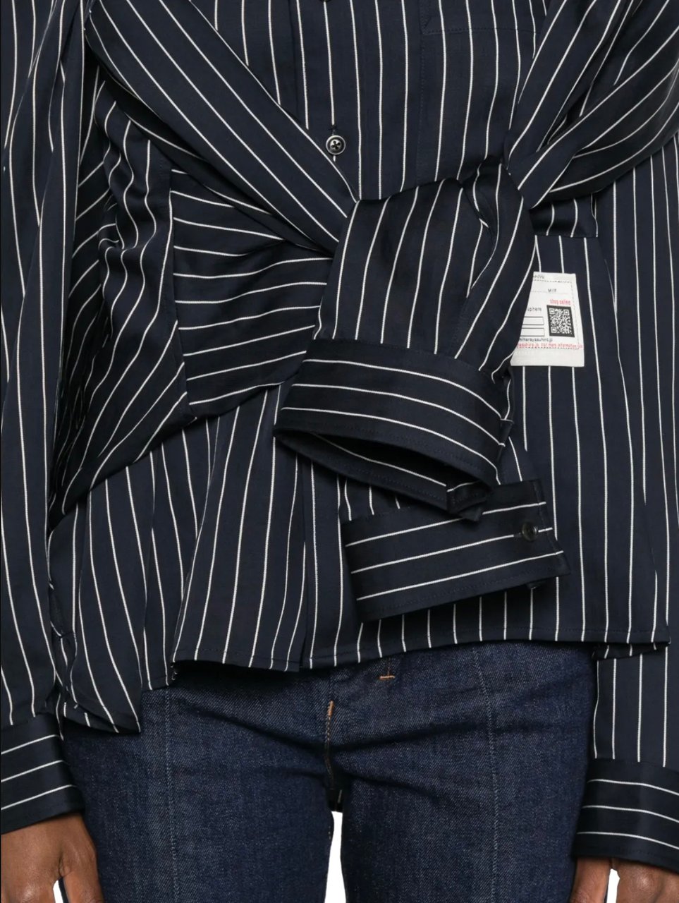 Maison Mihara Yasuhiro Shawl Layered Shirt Navy Blauw
