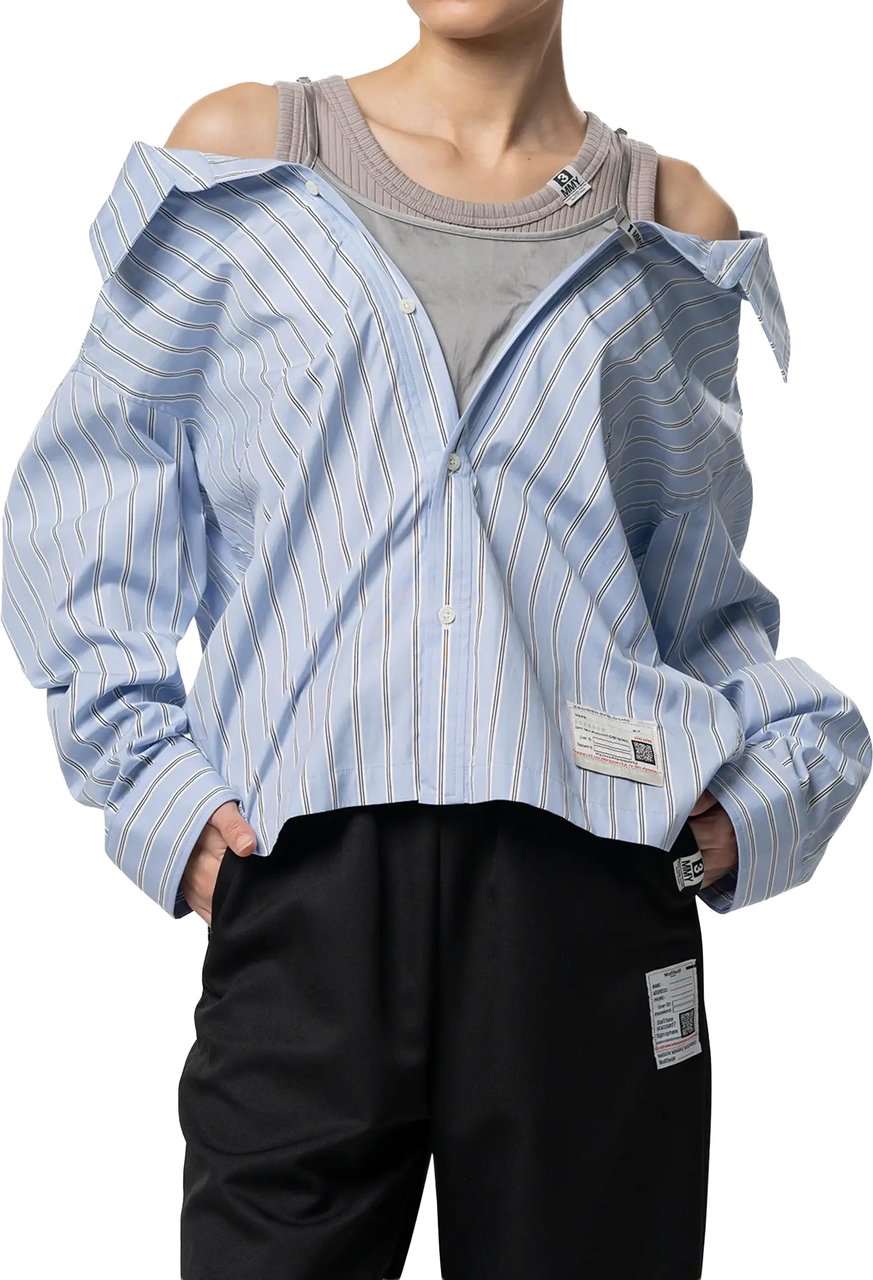 Maison Mihara Yasuhiro Layered Stripe Shirts Blue Blauw