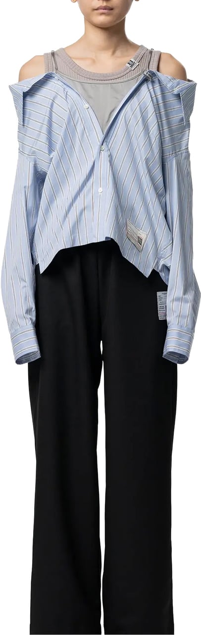 Maison Mihara Yasuhiro Layered Stripe Shirts Blue Blauw