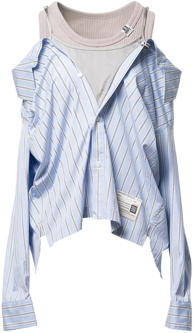 Maison Mihara Yasuhiro Layered Stripe Shirts Blue Blauw