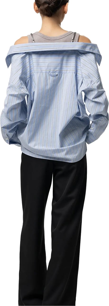 Maison Mihara Yasuhiro Layered Stripe Shirts Blue Blauw