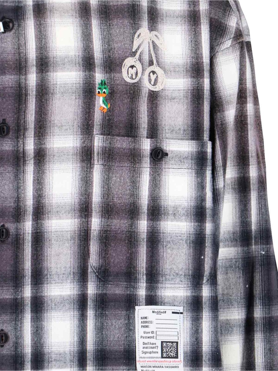 Maison Mihara Yasuhiro Vintage Check Cotton Shirt with Multicolor Embroidery Divers
