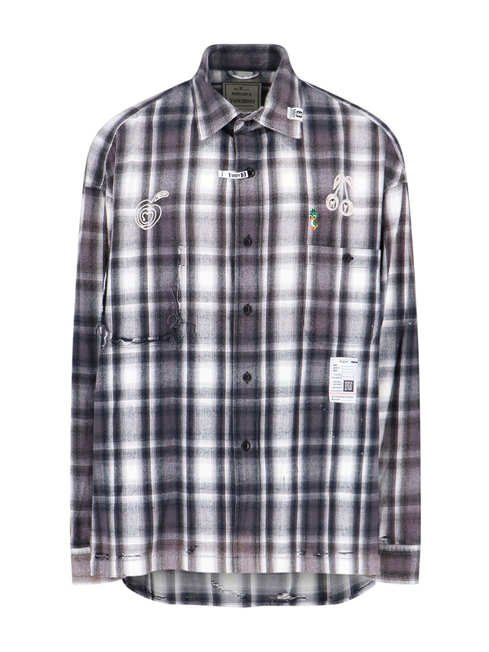 Maison Mihara Yasuhiro Vintage Check Cotton Shirt with Multicolor Embroidery Divers