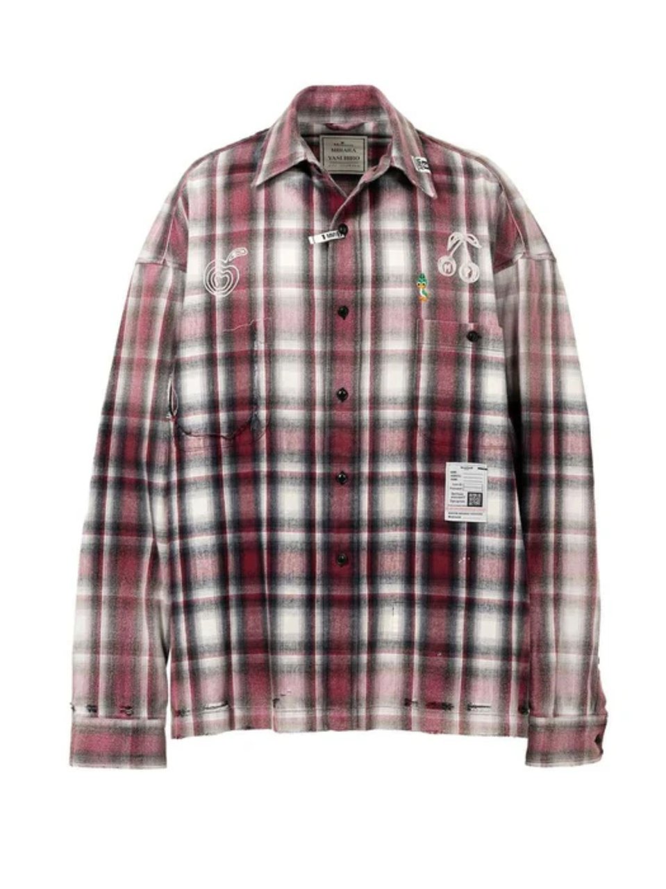 Maison Mihara Yasuhiro Classic Plaid Graphic Print Shirt Roze