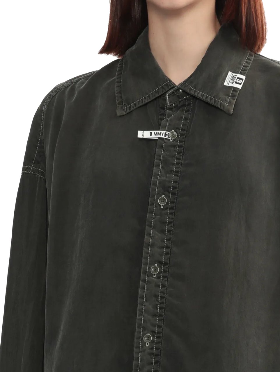 Maison Mihara Yasuhiro Vintage Like Shirt Khaki Zwart