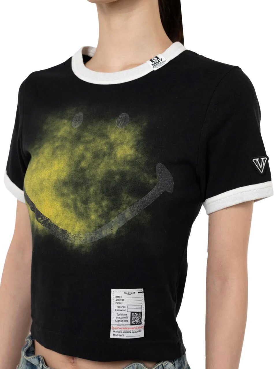 Maison Mihara Yasuhiro Smily Face Printed Mini Tee Black Zwart