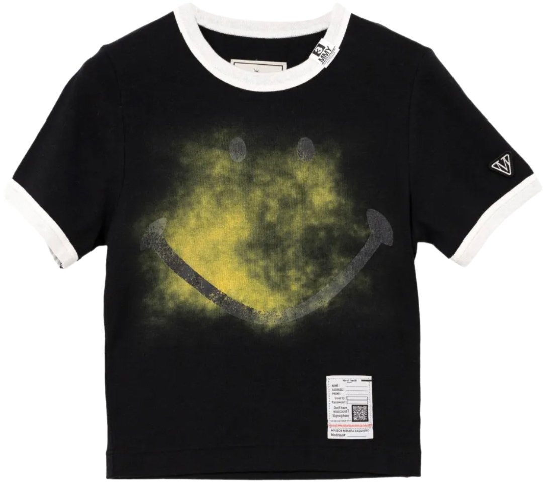 Maison Mihara Yasuhiro Smily Face Printed Mini Tee Black Zwart