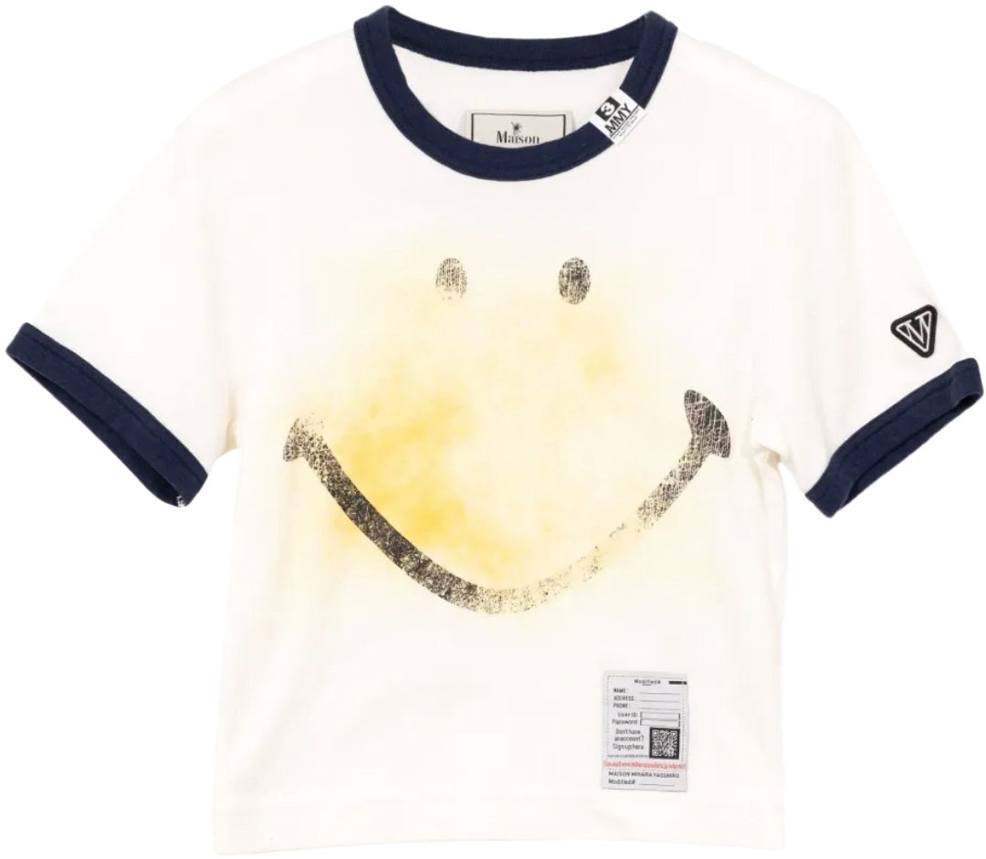 Maison Mihara Yasuhiro Smily Face Printed Mini Tee White Wit