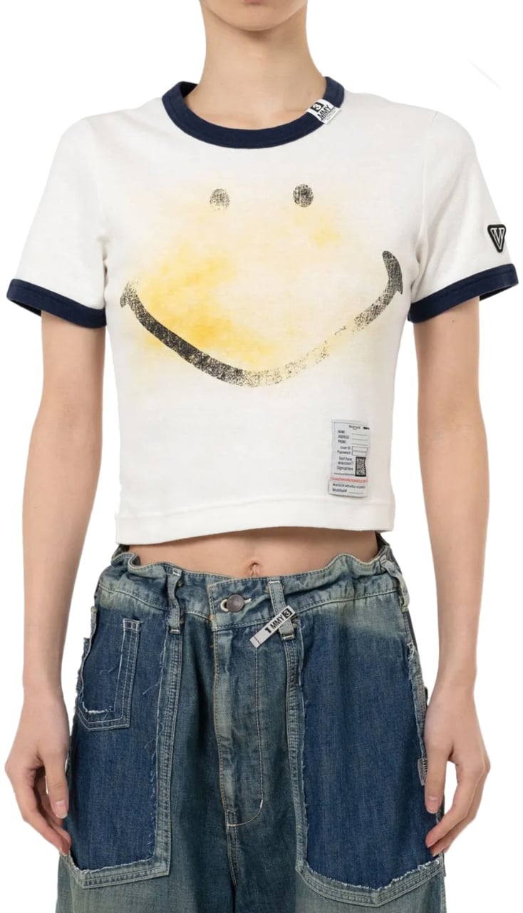 Maison Mihara Yasuhiro Smily Face Printed Mini Tee White Wit