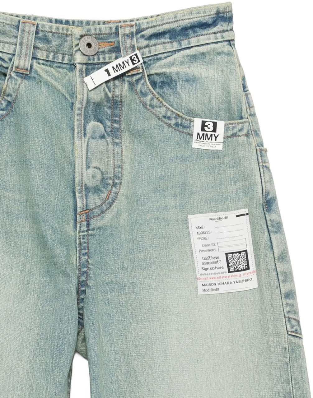 Maison Mihara Yasuhiro Huge Details Denim Pants Indigo Blauw