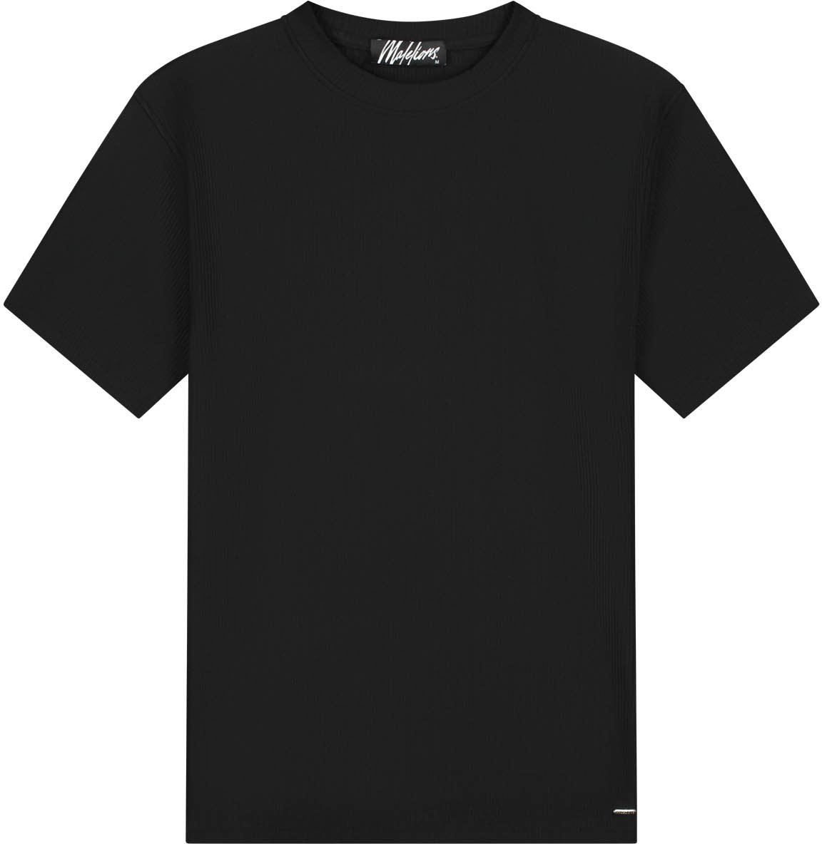 Malelions Malelions Men Ribbed T-Shirt Zwart