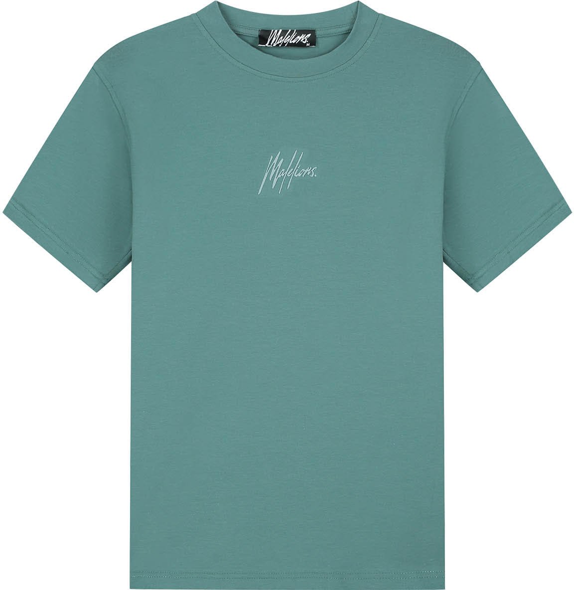 Malelions Malelions Men Striped Signature T-Shirt Groen