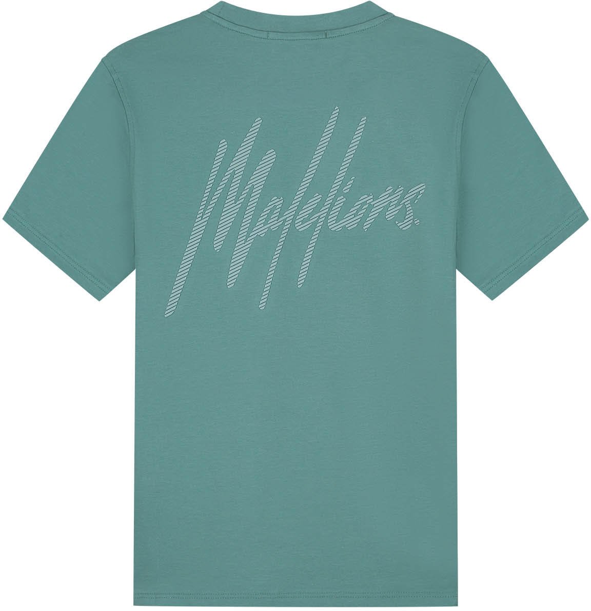 Malelions Malelions Men Striped Signature T-Shirt Groen