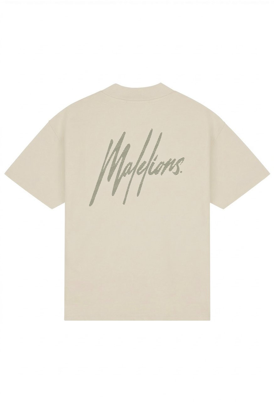 Malelions Malelions Men Oversized Striped Signature T-Shirt Taupe