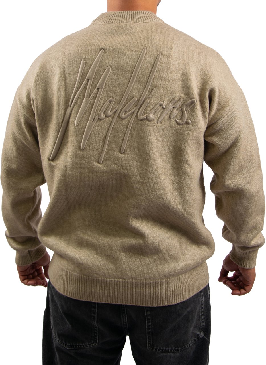 Malelions Malelions Oversized Knitted Signature Sweater Beige