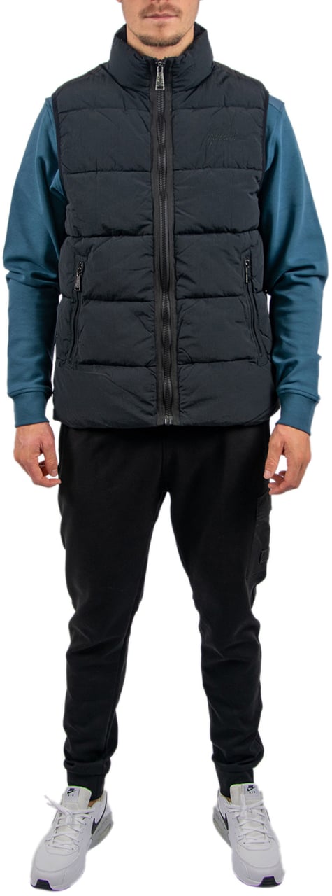 Malelions Matt Crinkle Padded Vest Zwart