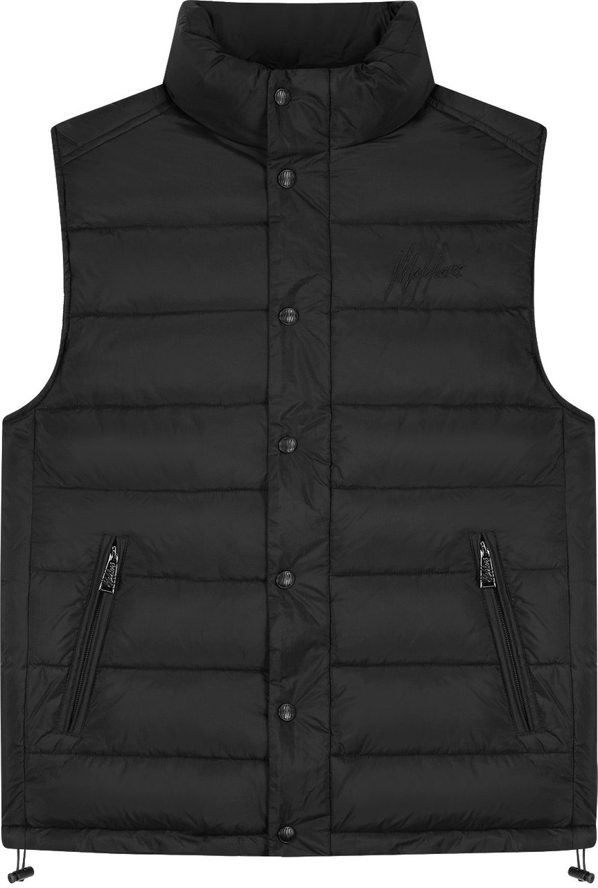 Malelions Men Placket Padded Vest Zwart
