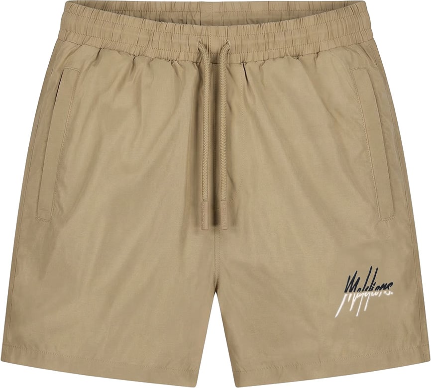 Malelions Men Split Swim Shorts Beige