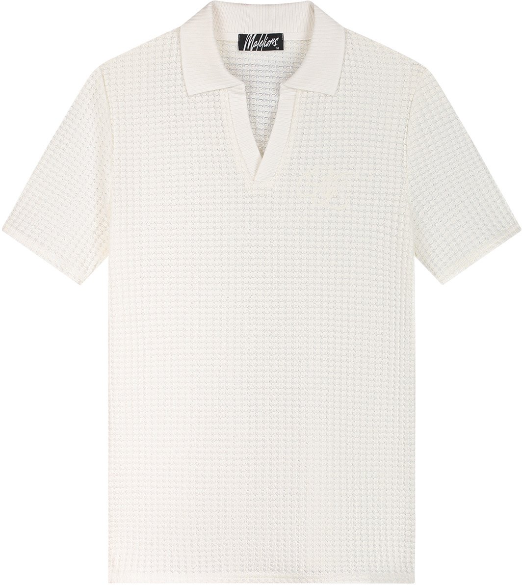 Malelions Men Chunky Waffle Buttonless Polo Wit