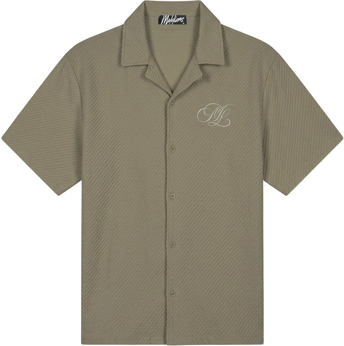 Malelions  Diagonal Seersucker Shirt MMA40026007 Dark Sage 43022 Divers