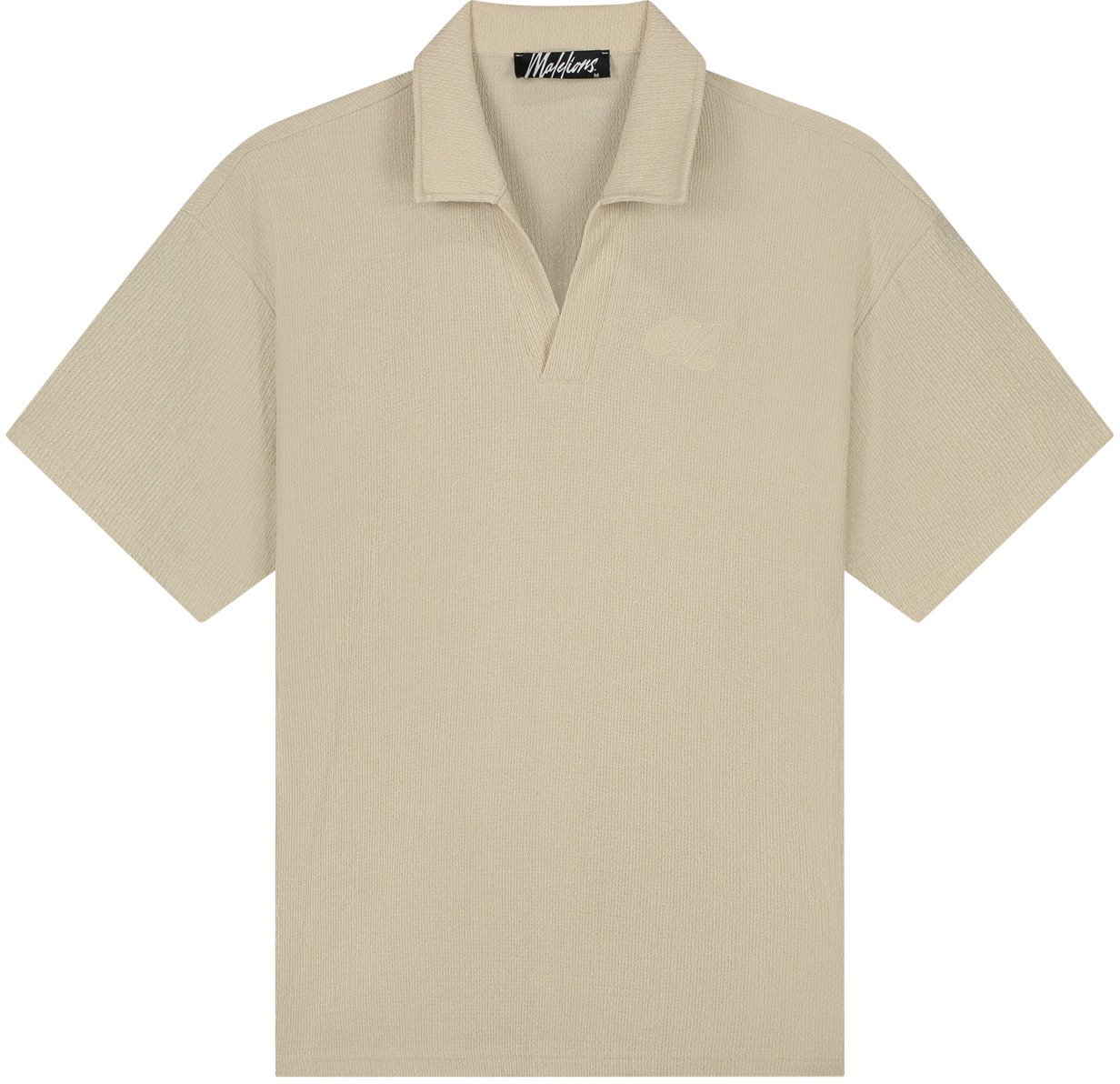 Malelions Men Emblem Seersucker Buttonless Polo Taupe