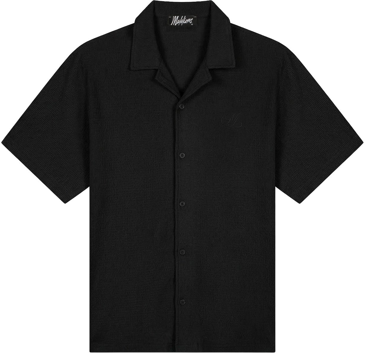 Malelions Men Emblem Seersucker Shirt Zwart