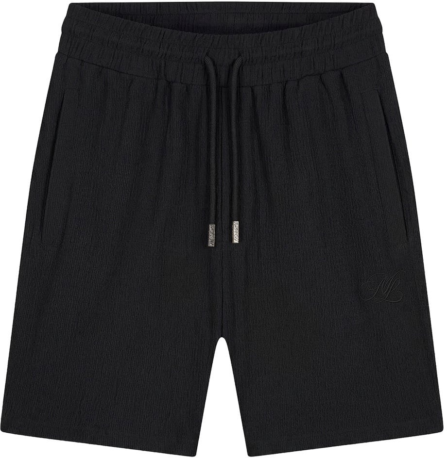 Malelions Men Emblem Seersucker Shorts Zwart