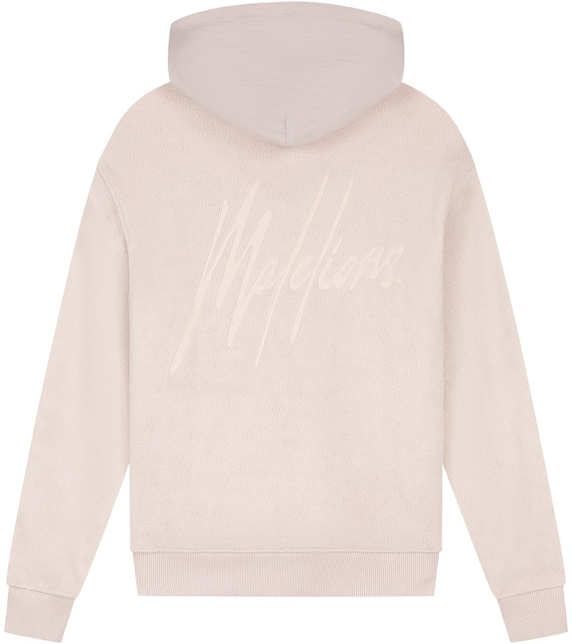 Malelions Men Fleece Nylon Half Zip Hoodie Beige