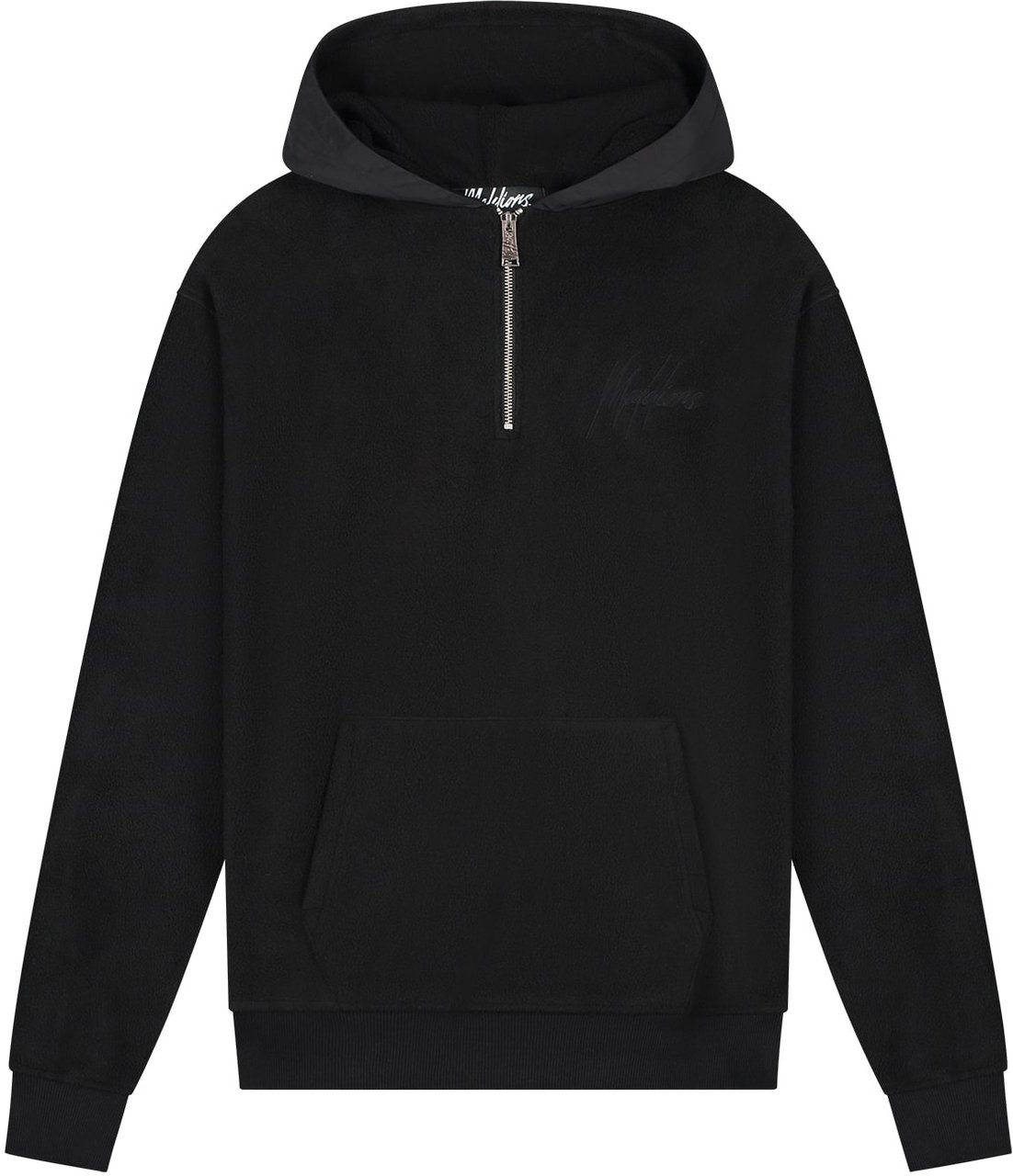 Malelions Malelions Men Fleece Nylon Half Zip Hoodie Zwart