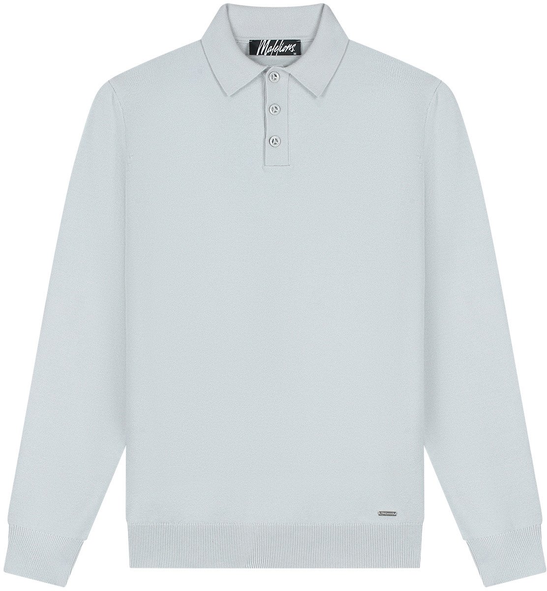 Malelions Men Knitted Longsleeve Polo Grijs