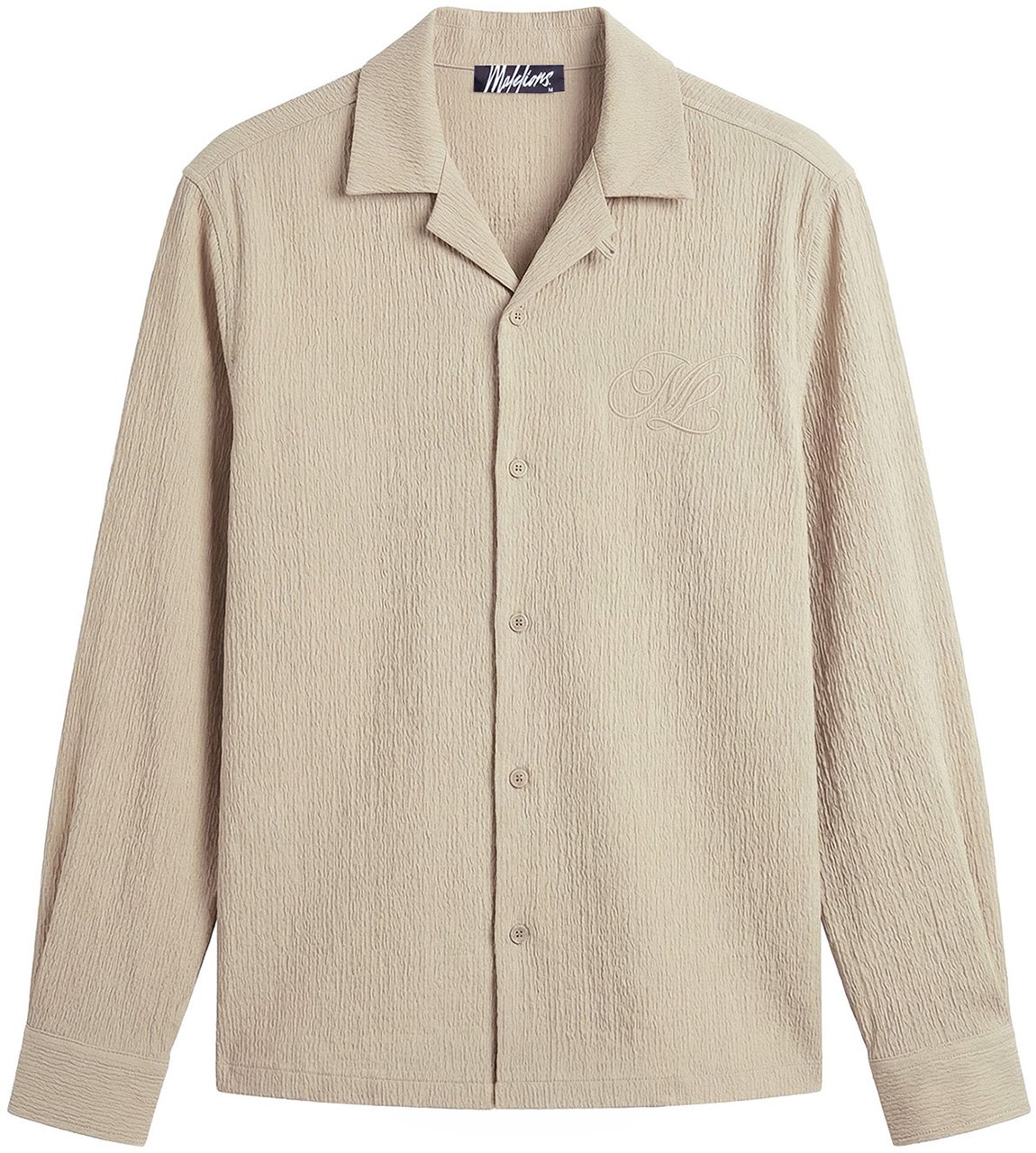 Malelions Emblem Seersucker Longsleeve Shirt MMB30026053 Light Taupe 50014 Taupe