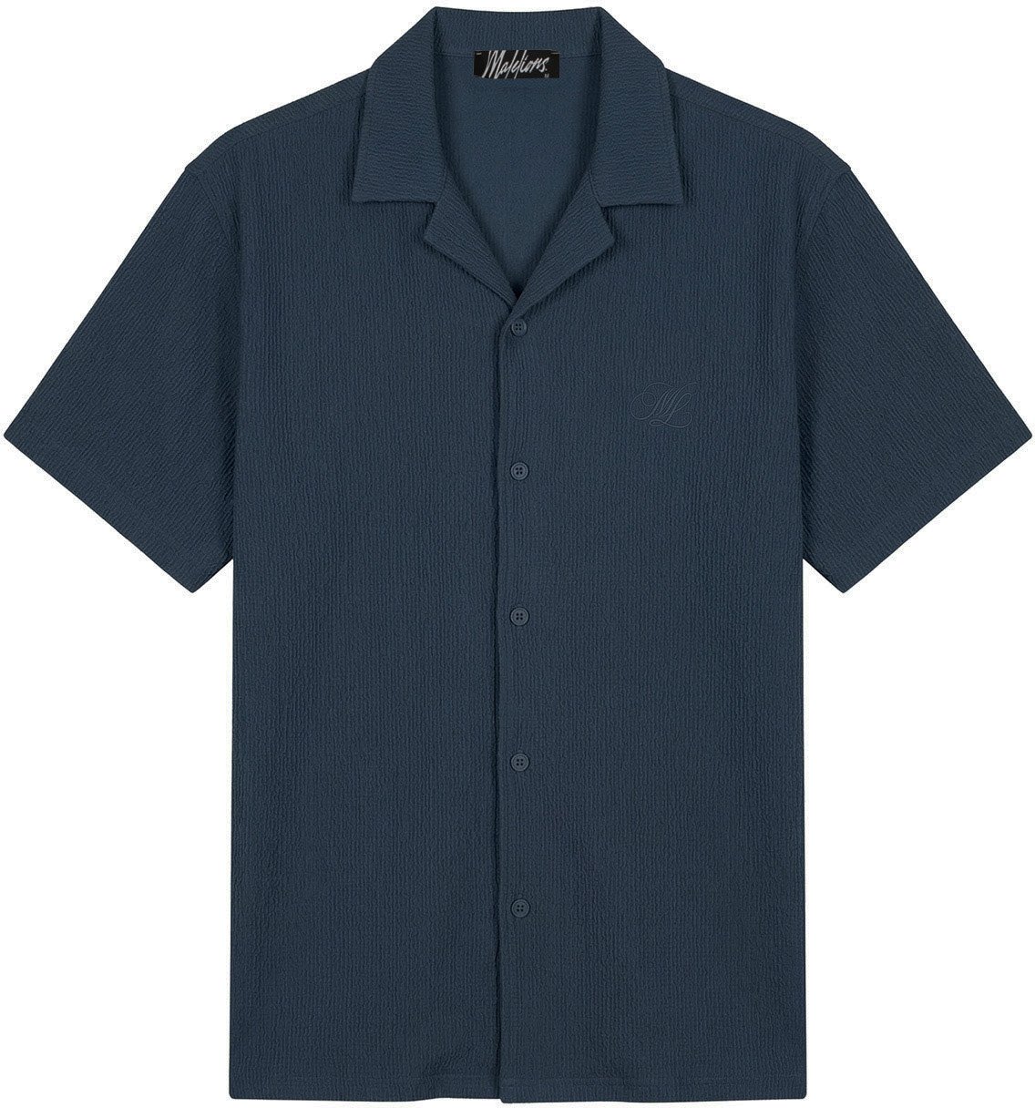 Malelions  Emblem Seersucker Shirt MMC30026057 Navy 42008 Blauw