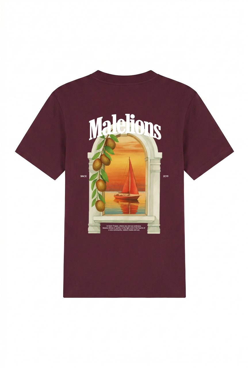 Malelions Yacht Window T-Shirt MMA40026049 Burgundy 45004 Maroon