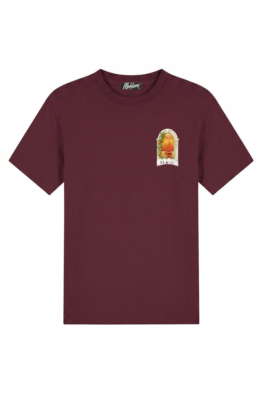 Malelions Yacht Window T-Shirt MMA40026049 Burgundy 45004 Maroon