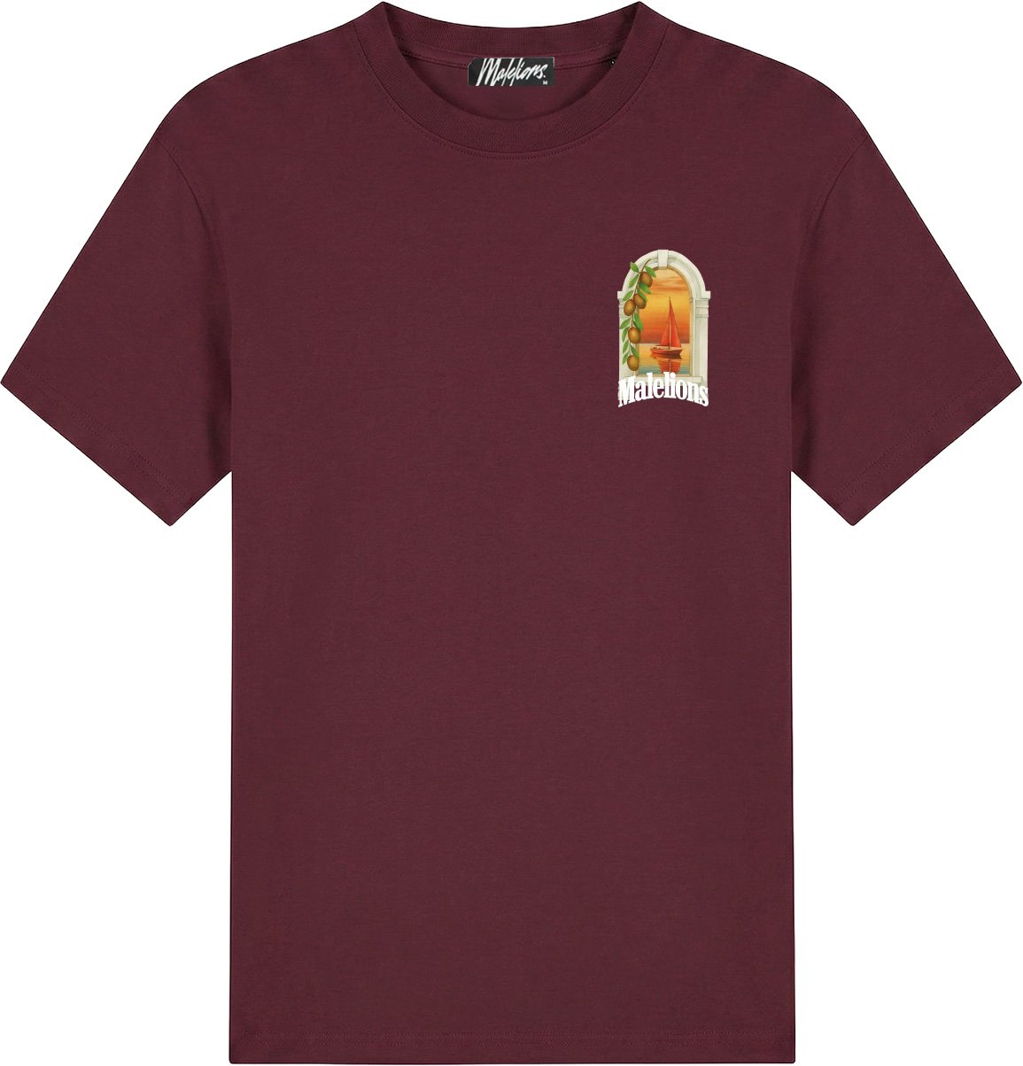 Malelions Yacht Window T-Shirt MMA40026049 Burgundy 45004 Maroon