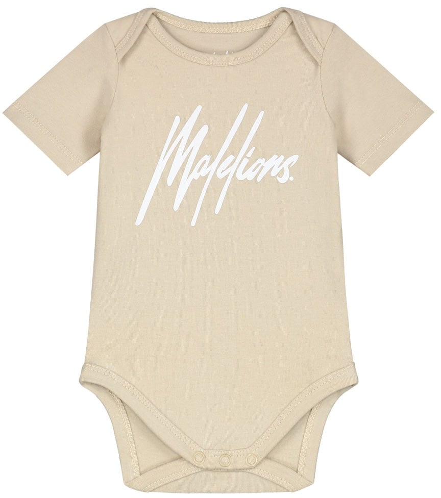 Malelions Malelions Baby Signature Shortsleeve Bodysuit Beige
