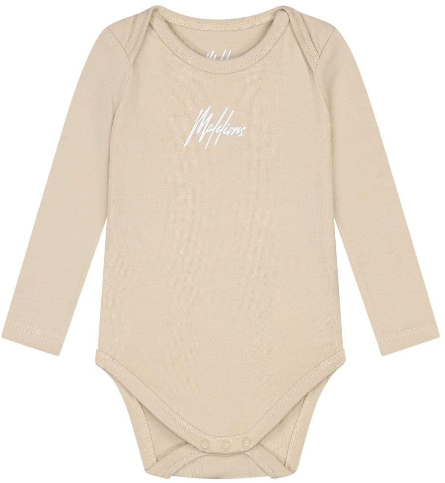 Malelions Malelions Baby Long Sleeve Bodysuit Beige