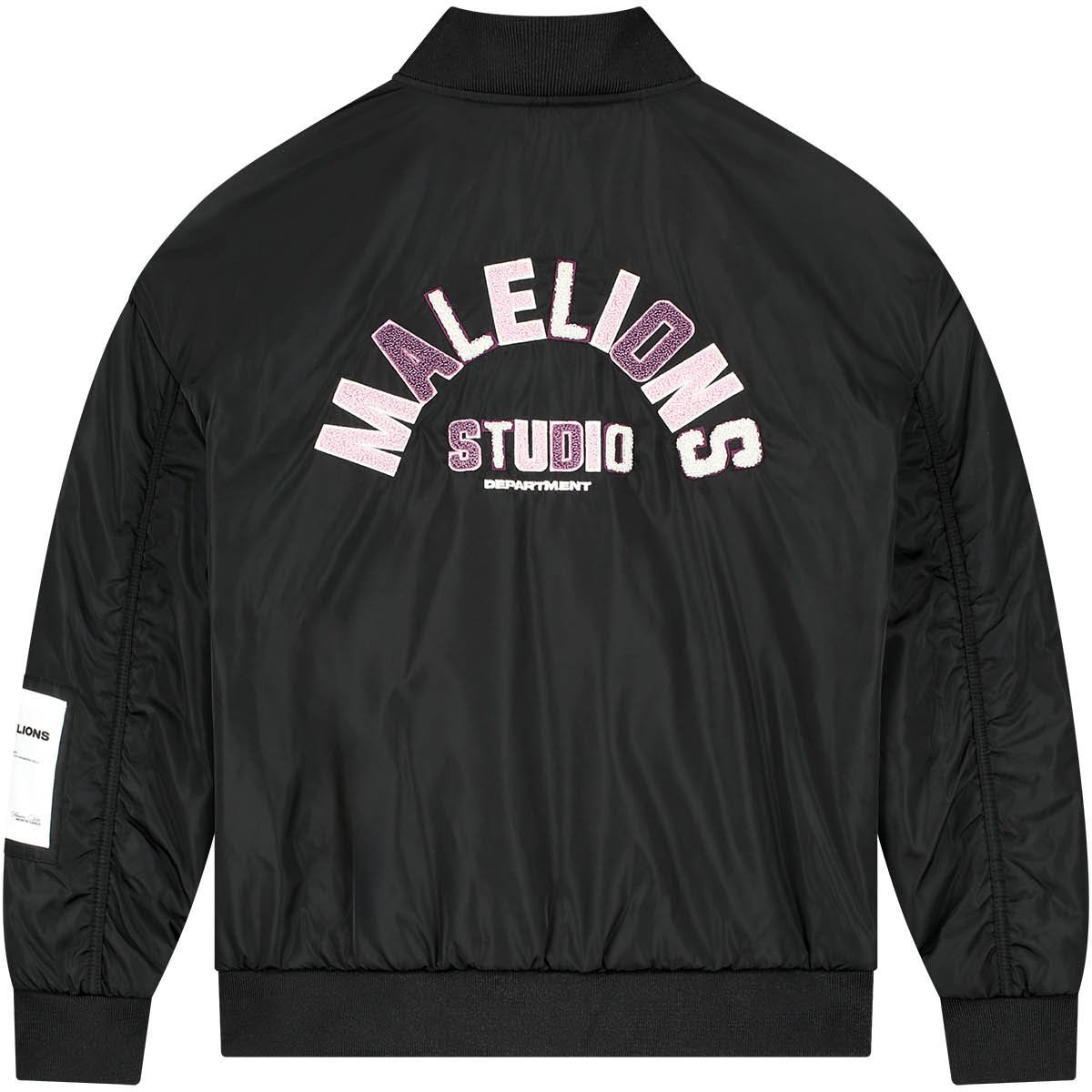 Malelions Malelions Women Oversized Label Bomber Jacket Zwart