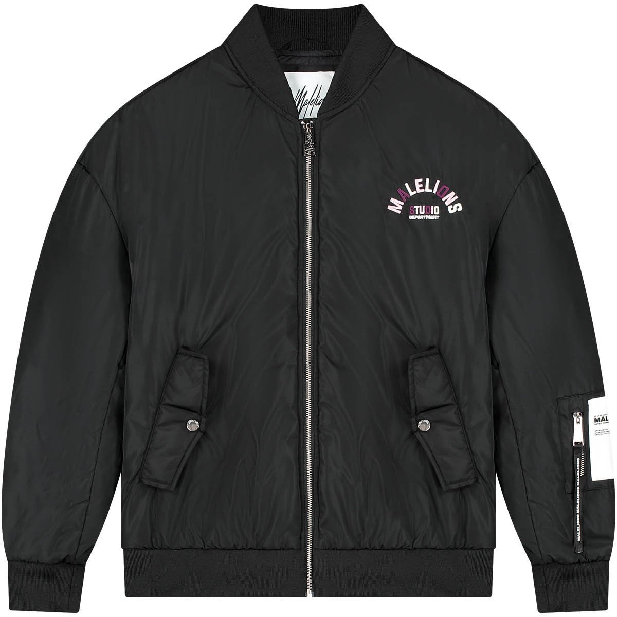 Malelions Malelions Women Oversized Label Bomber Jacket Zwart