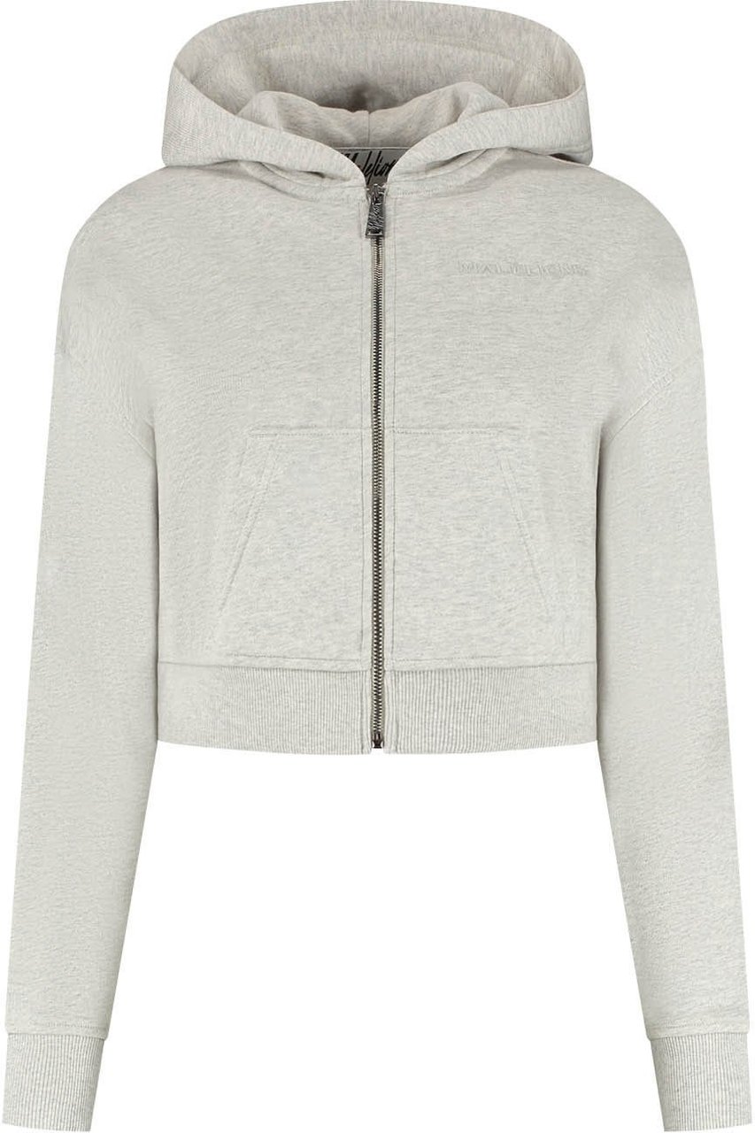 Malelions Malelions Women Cropped Zip Hoodie Grijs