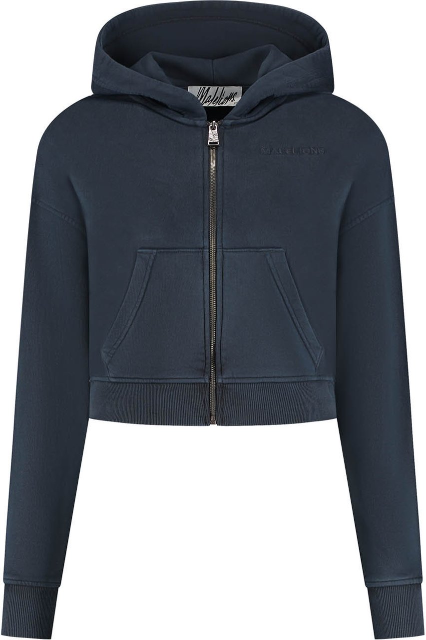 Malelions Malelions Women Cropped Zip Hoodie Blauw
