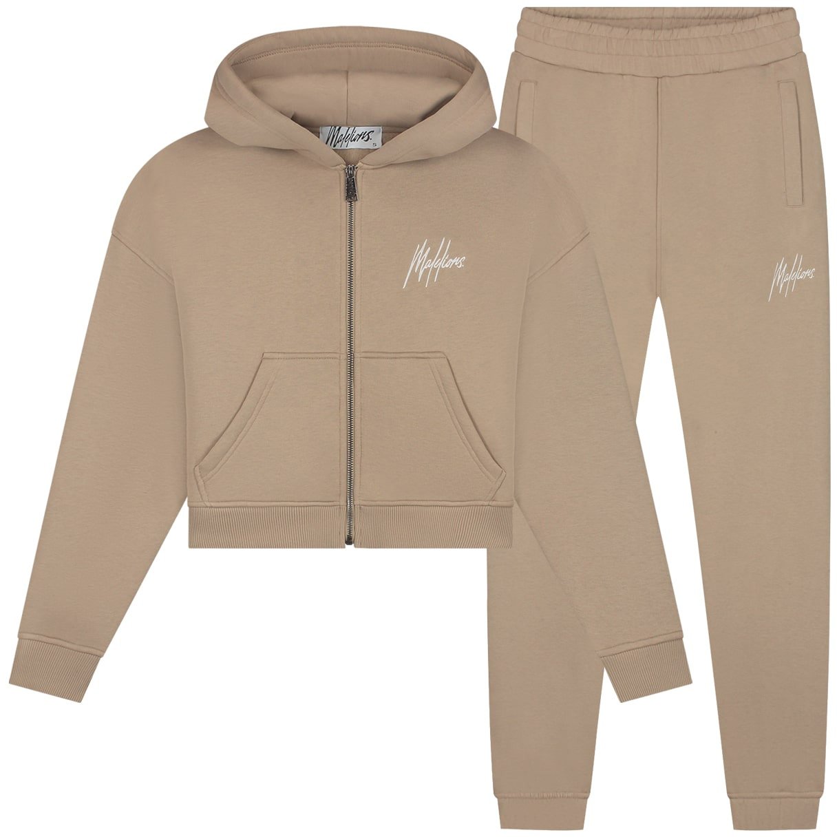 Malelions Malelions Women Cropped Signature Tracksuit Taupe