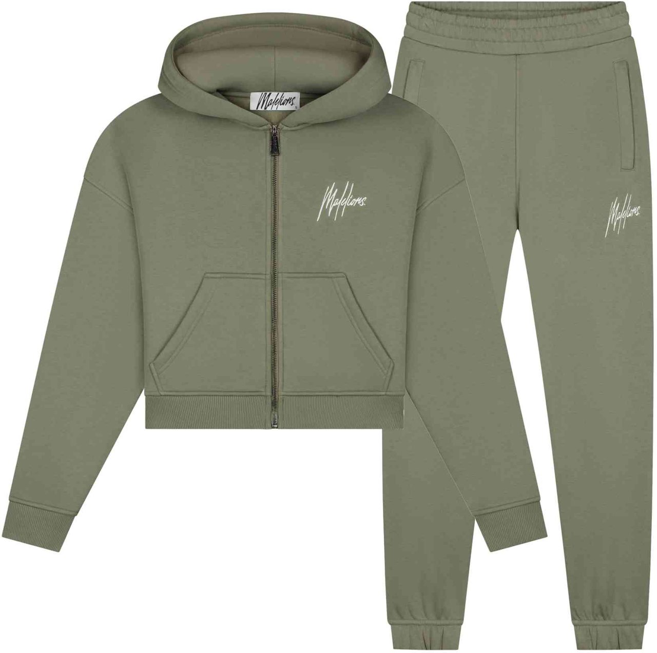 Malelions Malelions Women Cropped Signature Tracksuit Groen