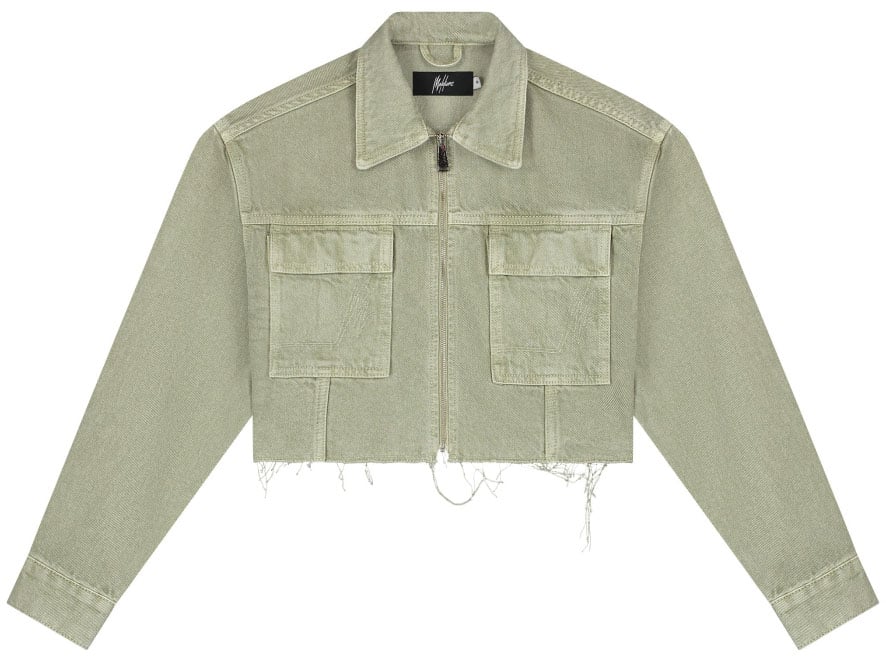Malelions Malelions Women Cropped Cargo Jacket Groen