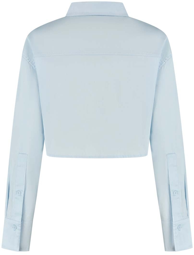 Malelions Malelions Women Cropped Button-Up Shirt Blauw