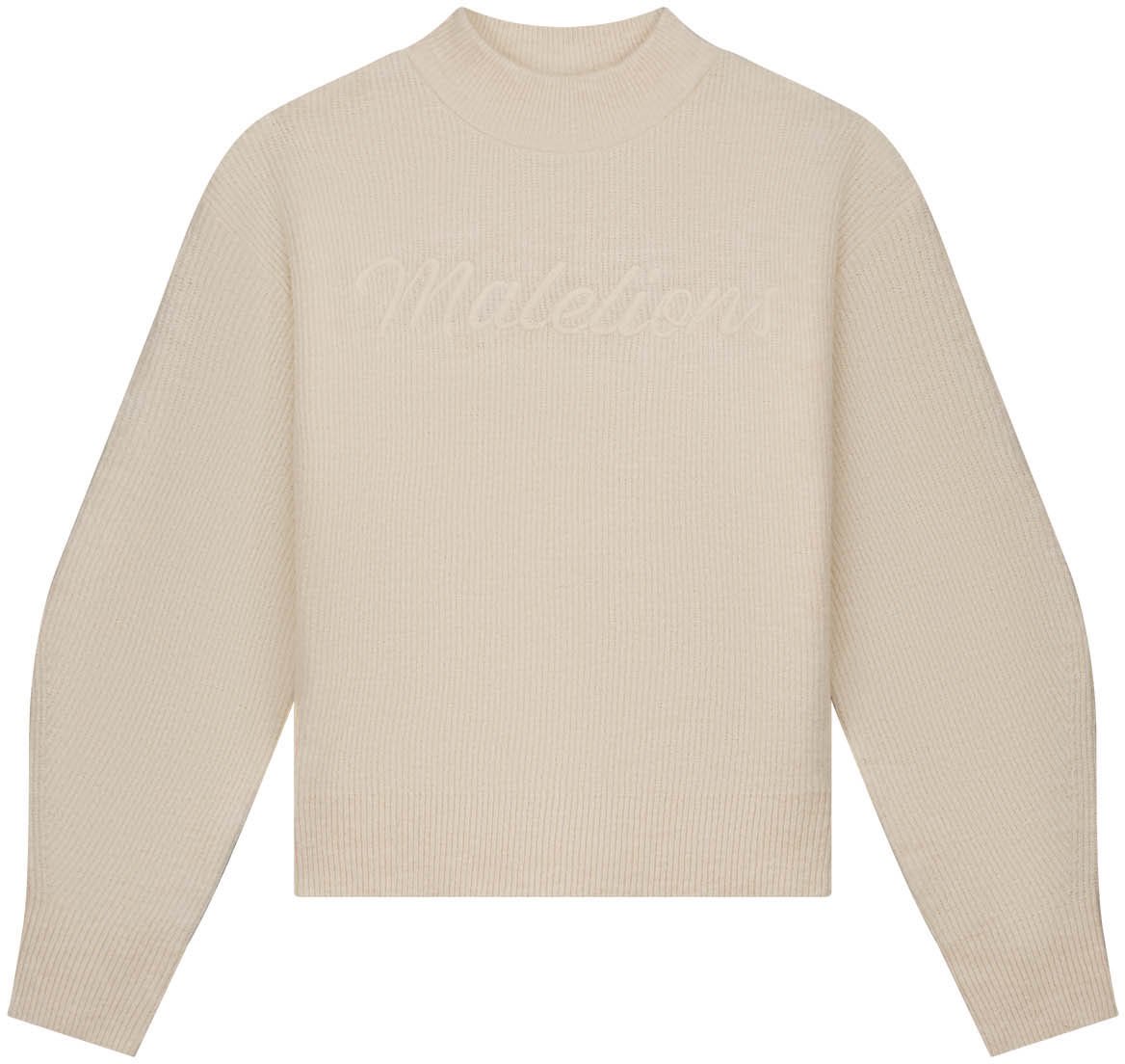 Malelions Malelions Women Embroidered Knit Sweater Beige