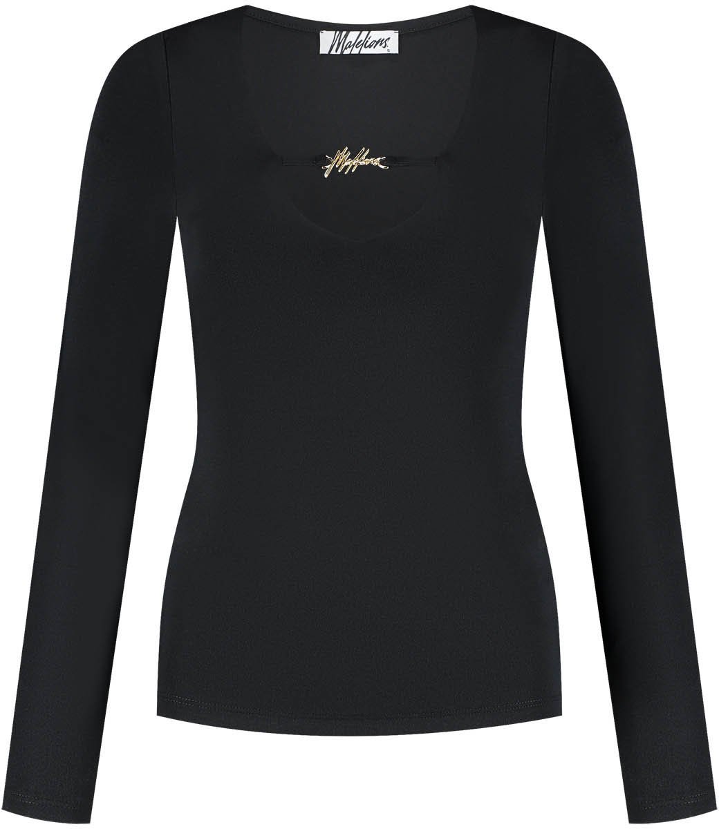Malelions Malelions Women V-Neck Top Zwart