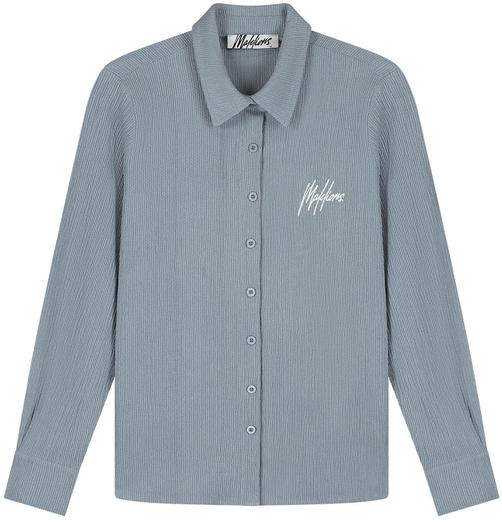 Malelions Malelions Women Seersucker Button-Up Shirt Grijs