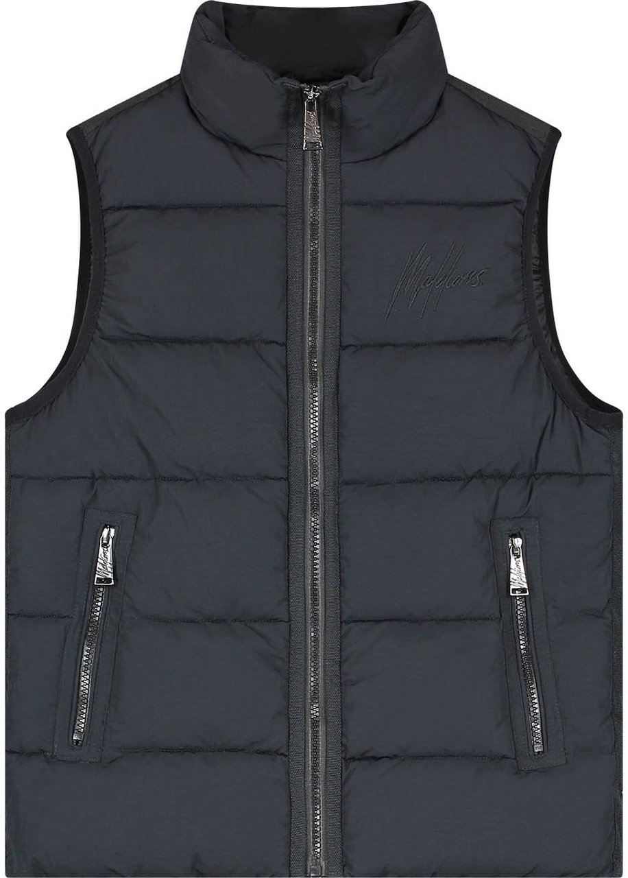 Malelions Malelions Junior Matt Crinkle Padded Vest Zwart